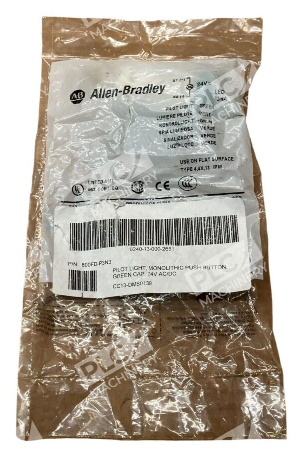 Allen Bradley 800FD-P3N3 Pilot Light Green