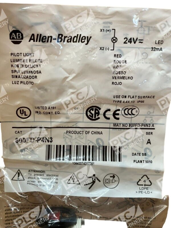Allen Bradley 800FD-P4N3 /A Pilot Light Red - Image 2