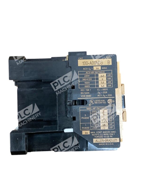Allen-Bradley 100-A09ND3 Contactor 9A 110-120VAC 3-Pole DIN Rail Non-Reversing - Image 4