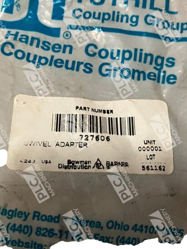 Bowmen Tuthill Coupling Group Hansen Couplings Swivel Adapter 727606 - Image 2