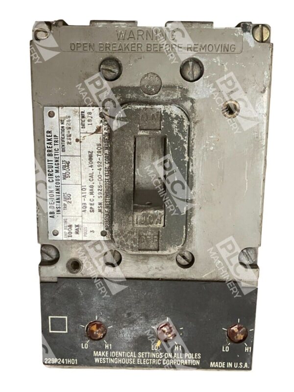 Westinghouse AQB-A101 AB De-Ion Circuit Breaker 100A 23E-5245 5925-00-492-7905