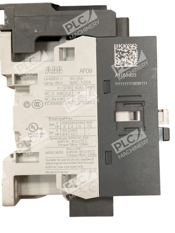ABB AF09 3-Pole Contactor 25A 24-60V AC/DC 690V Motor Control w/ Surge Protectio - Image 2