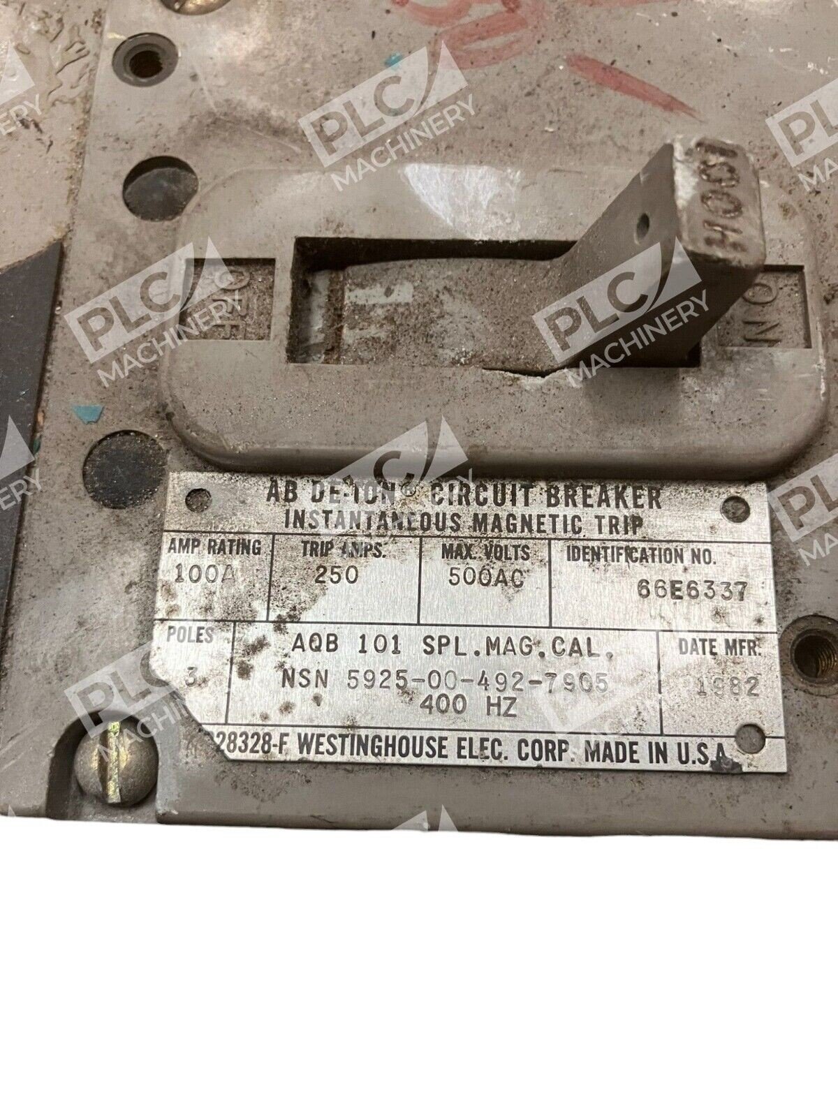 Westinghouse 66E6337 AB De-Ion Circuit Breaker 100A AQB101 5925-00-492-7905 - Image 2