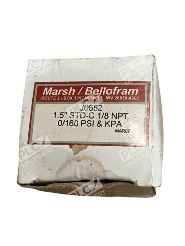 Marsh Bellofram 1.5" STD-C 1/8NPT 0/160PSI & KPA Pressure Gauge J0652