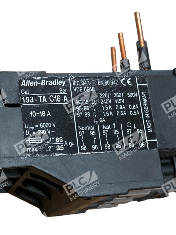 Allen-Bradley 193-TA C16 A Thermal Overload Relay 10-16A 690V AC Made in Germany - Image 2