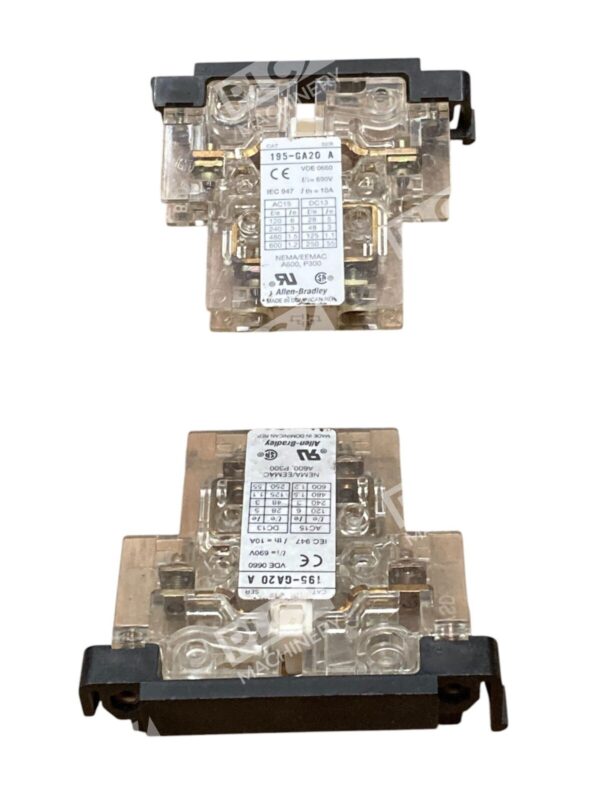 Lot of 2 Allen-Bradley 195-GA20 Auxiliary Contact Block 2NO 10A 690V