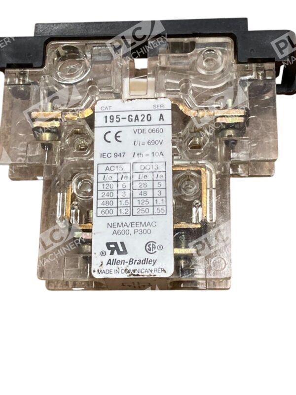Lot of 2 Allen-Bradley 195-GA20 Auxiliary Contact Block 2NO 10A 690V - Image 2