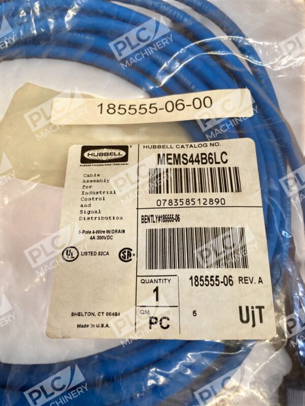 Hubbell MEMS44B6LC 5Pole 4Wire W/ Drain 4A 300VDC Cable Assembly 185555-06 - Image 2