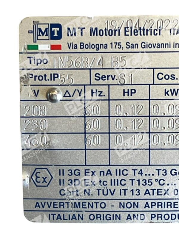 MT Motori Elettrici A49219616 E247356 Servo Motor TN56B/4 B5 - Image 3
