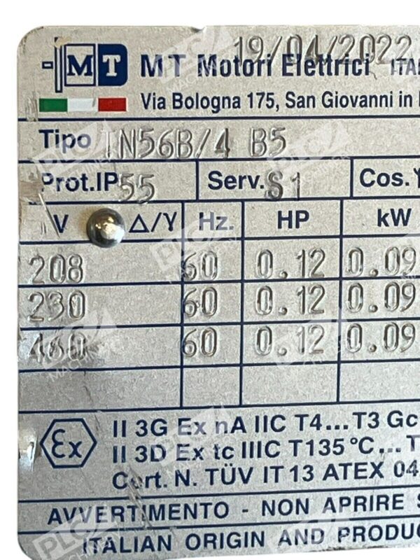 MT Motori Elettrici A49219616 E247356 Servo Motor TN56B/4 B5 - Image 4