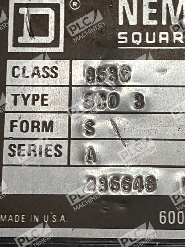 Square D Nema Size 1 Starter 8536-SCO3 /A - Image 4
