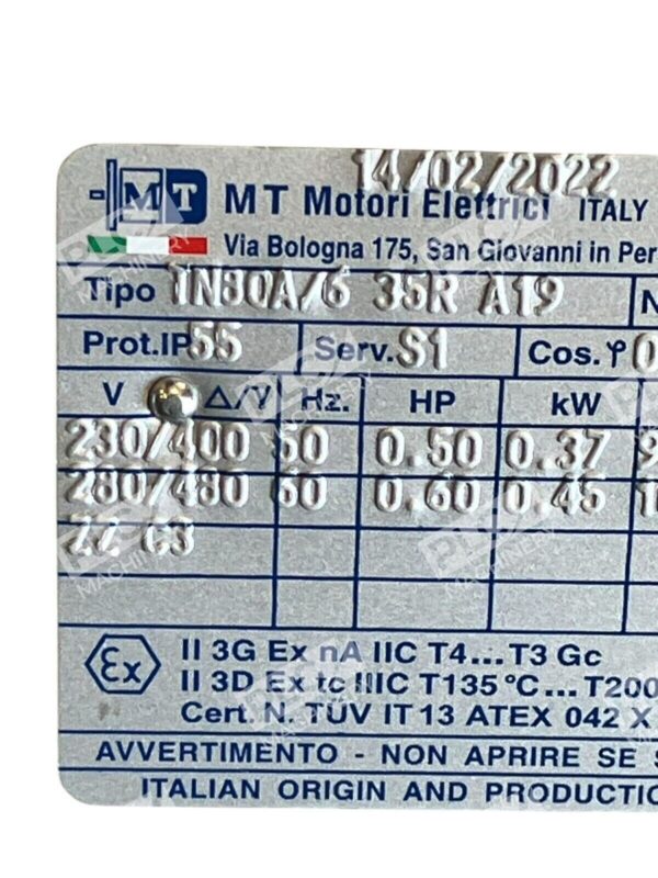 MT Motori Elettrici A49318631 Servo Motor 1N80A/6 35R A19 - Image 3
