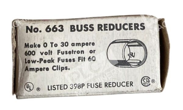 Bussmann Cooper Buss 60-30A 600V Buss Reducers 663 (Box of 2)