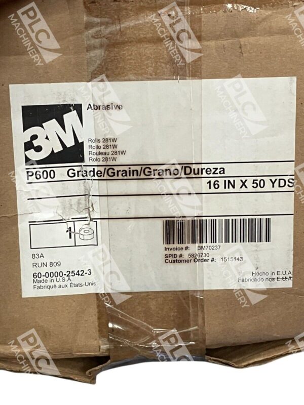 3M P600 Grade 83A RUN 809 16"x50' Abrasive Roll 281W - Image 2
