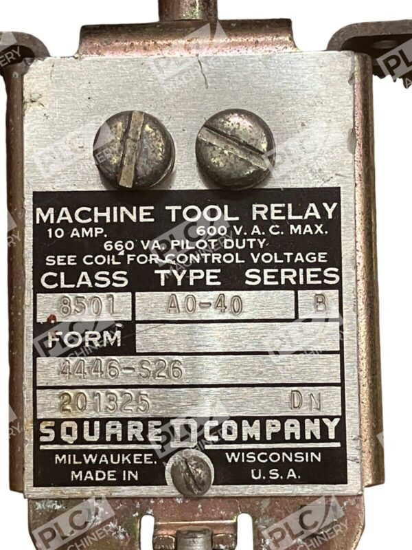 Square D 10A 600VAC Machine Tool Relay 8501-A0-40 /B - Image 2