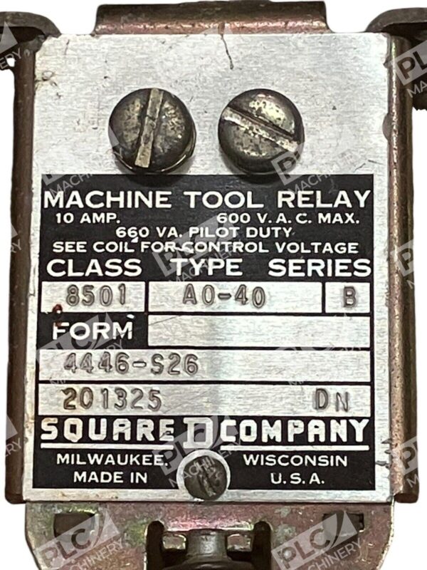 Square D 10A 600VAC Machine Tool Relay 8501-A0-40 /B - Image 3
