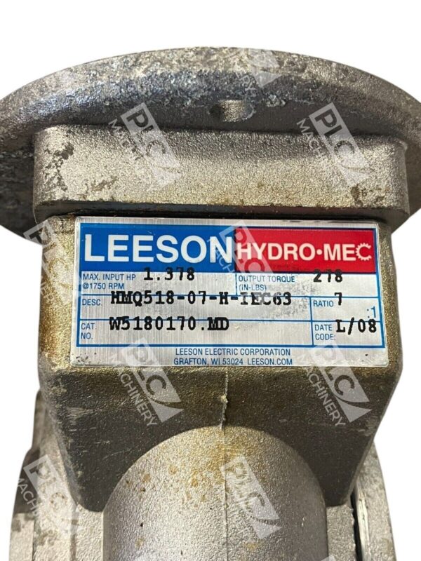 Leeson Hydro-Mec 1.378HP 278inlbs 7:1 Gear Reducer HMQ518-07-H-IEC63 - Image 2