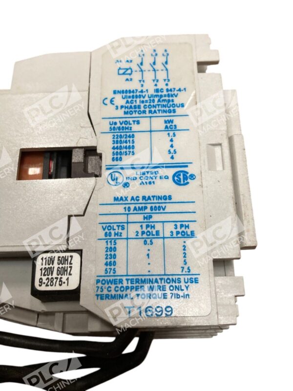 Allen Bradley 9-2875-1 Motor Starter 3-Phase 10A 600V 75°C Copper Wire - Image 2