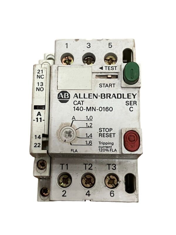Allen Bradley 140-MN-0160 /C Manual Motor Starter w/140-A11 /C Auxiliary Contact