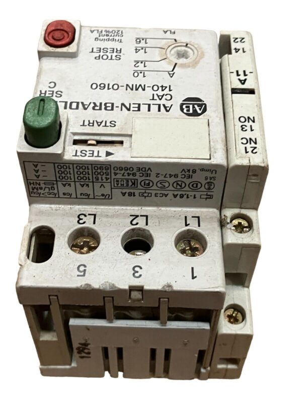 Allen Bradley 140-MN-0160 /C Manual Motor Starter w/140-A11 /C Auxiliary Contact - Image 4