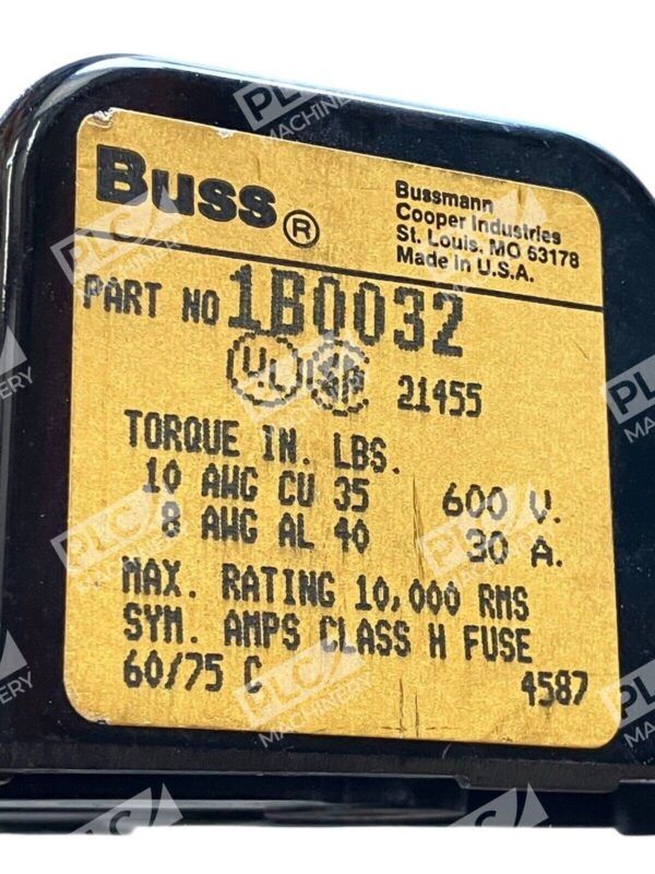 Bussmann Cooper 30A 600V 3 Pole Fuse Block 1B0032 - Image 2