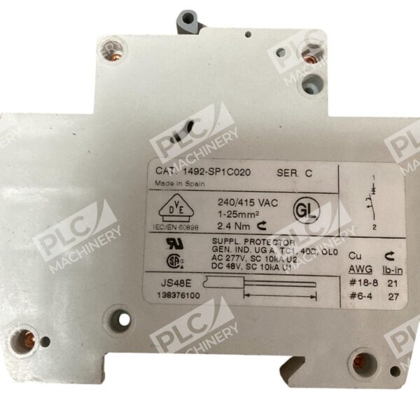 Allen Bradley AB 2A 1 Pole Circuit Breaker 1492-SP1C020 /C - Image 2