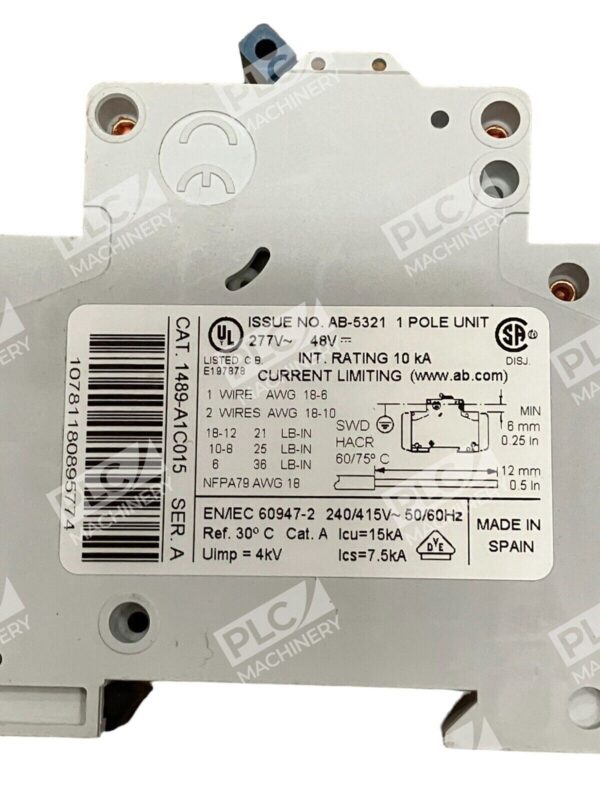 Allen Bradley 1489-A1C015 /A Circuit Breaker 1.5A 1 Pole - Image 3