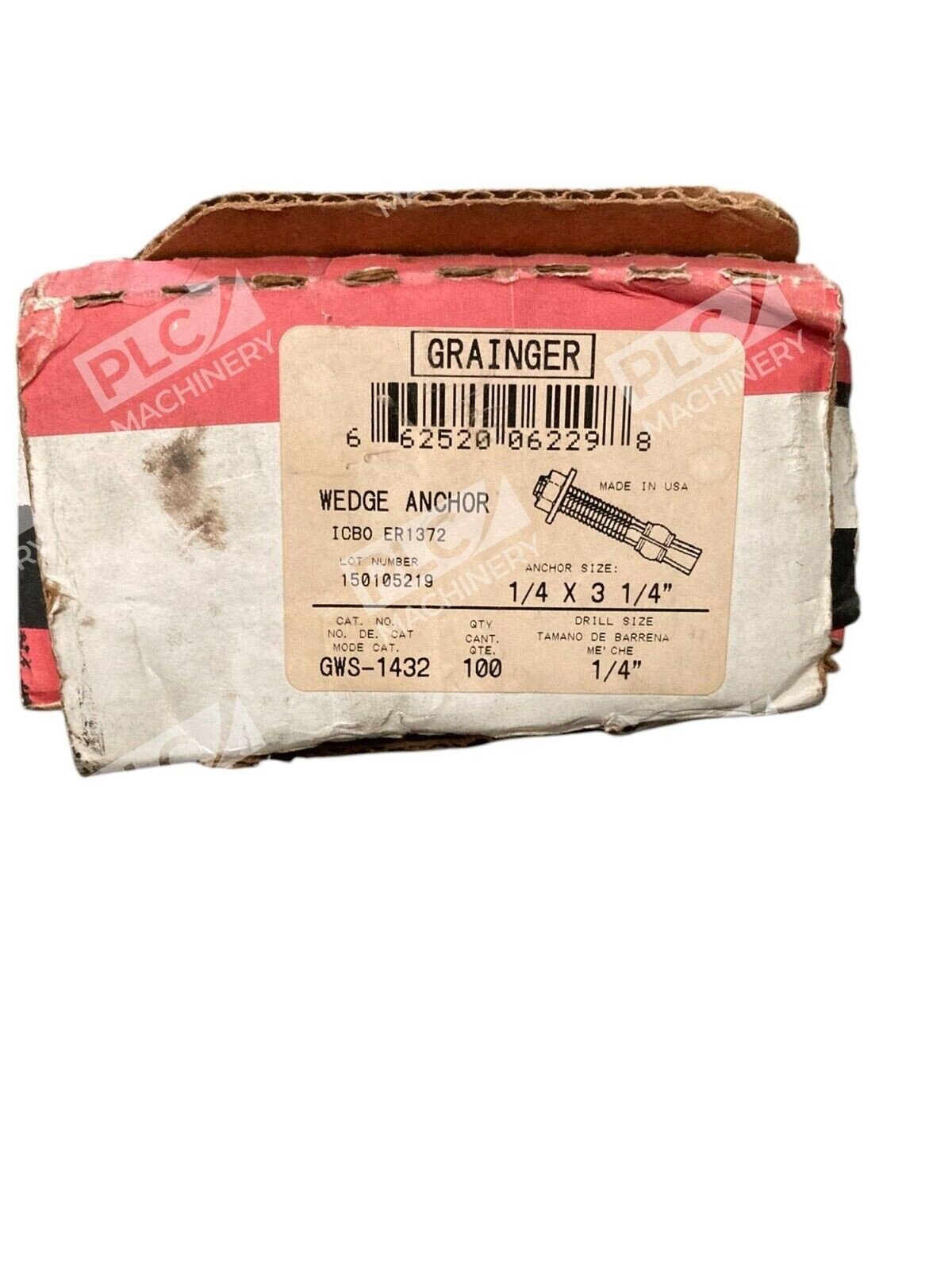 Grainger ICBO ER1372 1/4x3-1/4" 1/4" Wedge Anchor GWS-1432 (Box of ~50) - Image 2