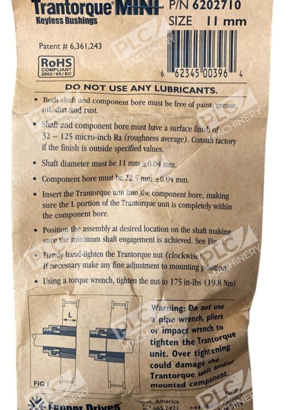 Fenner Drives Trantoroque Mini 11mm Keyless Bushings 6202710 - Image 4
