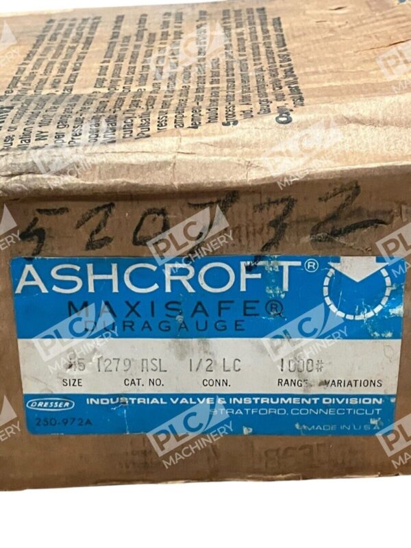 Ashcroft Dresser 250-972A Maxisafe Duragauge 1/2LC 1000# 45-1279-ASL - Image 2