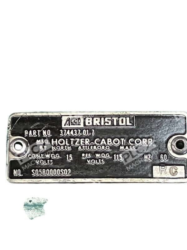 ACCO Bristol Holtzer-Cabot Corp Motor 374437-01-7 - Image 3