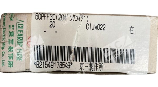 Kyosan Electric IR10kA 600VAC 015B6U Clearup Fuse 60PFF30U (Box of 20) - Image 3