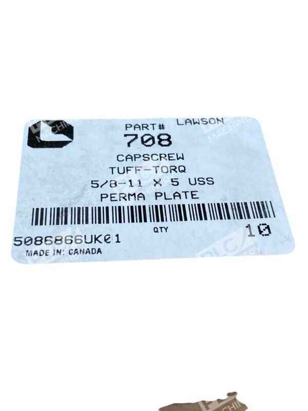 Lawson 5086866UK01 Tuff Torq 5/8-11 x 5 USS Perma Plate Capscrew 708 (Box of 10) - Image 2