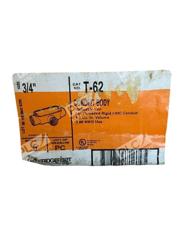 Bridgeport T-62 Conduit Body 3/4" (Box of 4) - Image 2