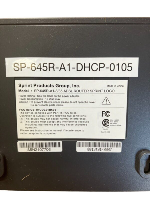 Sprint SP-645R-A1-DHCP-0105 645-A1 ADSL Bridge Samsung Chip SP-645R-A1-8/35 - Image 4