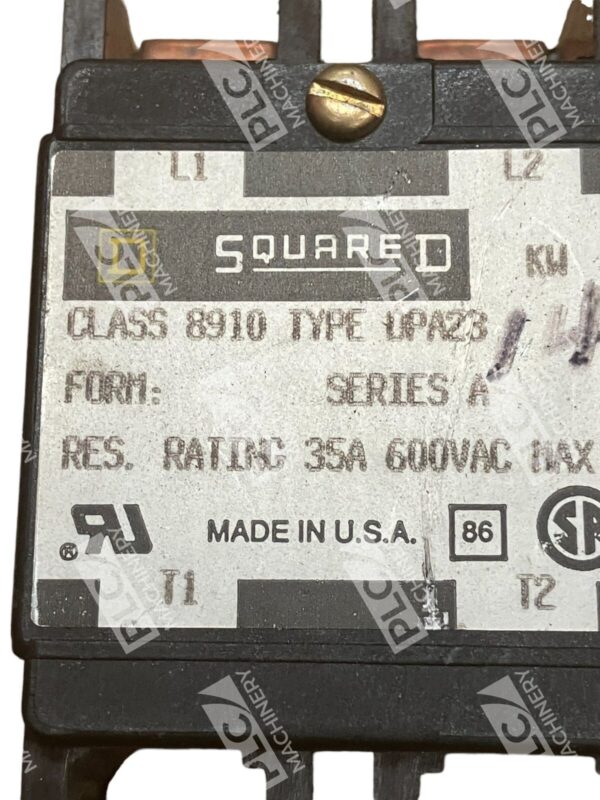 Square D 35A 600VAC Contactor 8910-DPA23 /A - Image 3