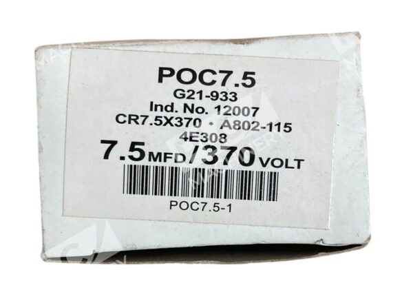 Packard G21-933 12007 CR7.5X370 A802-115 4E308 7.5MFD/370V SH Capacitor POC7.5