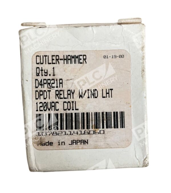 Cutler Hammer DPDT Relay W/IND LHT 120VAC Coil D4PR21A
