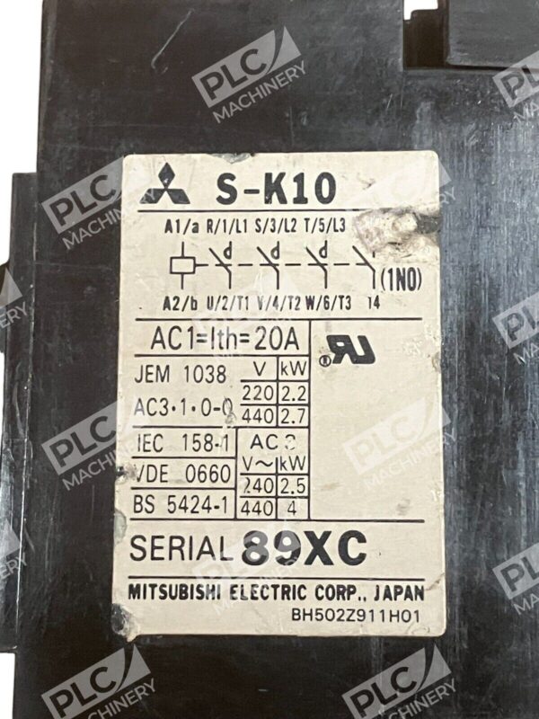 Mitsubishi 20A Contactor S-K10 - Image 2