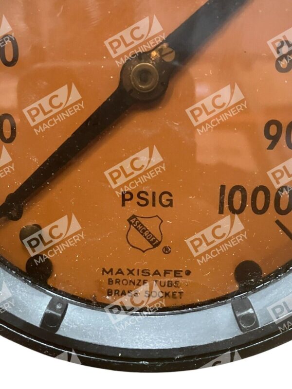 Ashcroft Pressure Gauge Bronze Tube Brass Socket Maxisafe 0-1000PSIG - Image 2