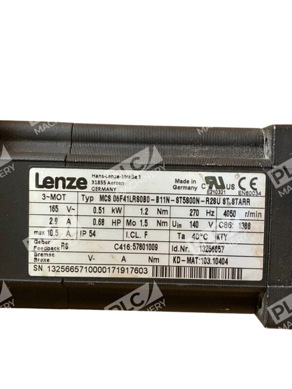 Lenze MCS 06F41LRS0B0-B11N-ST5S00N-R2SU Servo Motor Used - Image 2