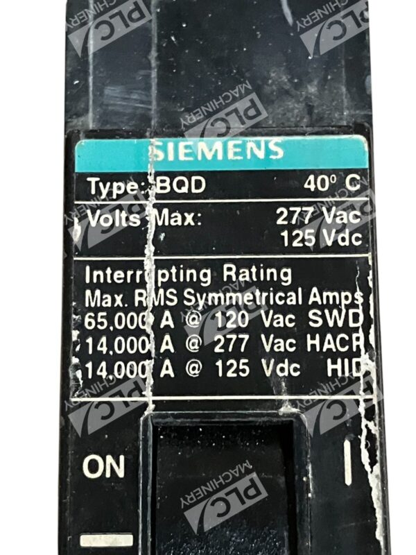 Siemens Type BQD 1 Pole 20A Circuit Breaker BQD120 - Image 2