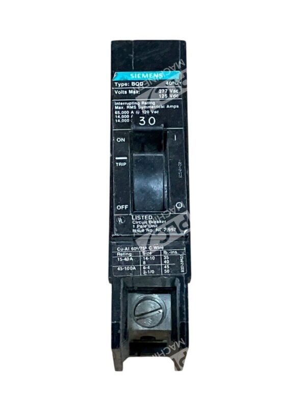 Siemens Type BQD 1 Pole 30A Circuit Breaker BQD130