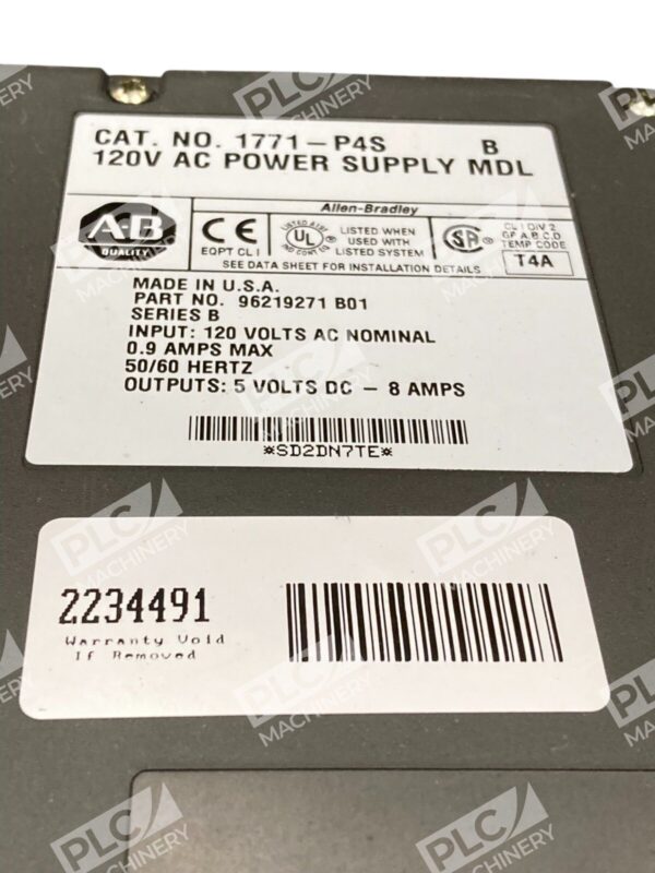 Allen-Bradley 1771-P4S 120V AC Power Supply Module 5VDC 8A Series B PLC - Image 4