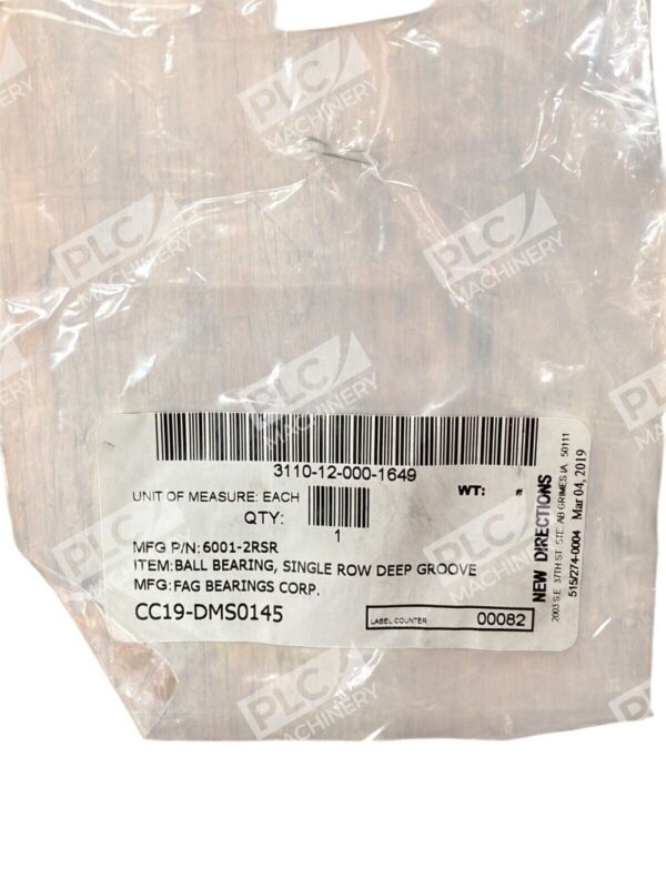 FAG Bearings Single Row Deep Groove Ball Bearing 6001-2RSR - Image 3