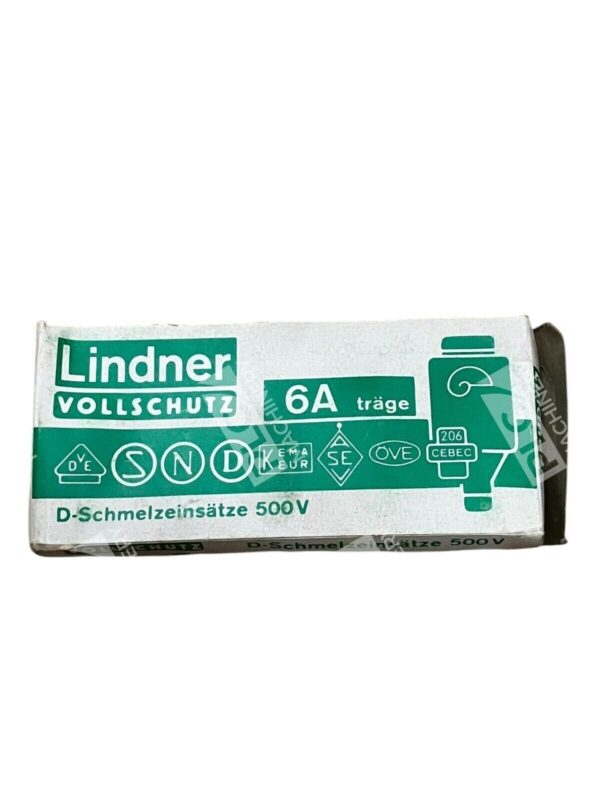 Lindner Vollschutz D-Schmelzeinsatze 500V 6A Fuse Bottle 597.0067 (Box of 5)