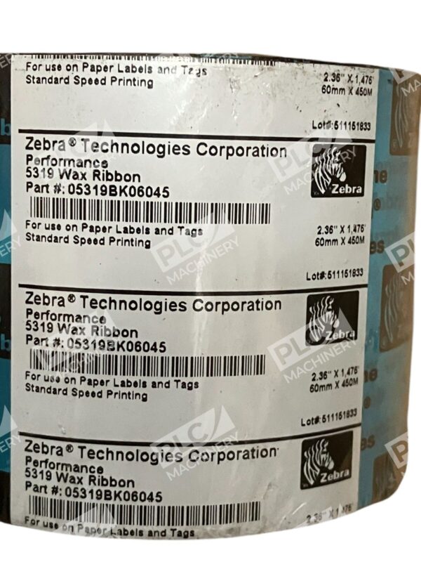 Zebra Technologies 2.36"x1476' Performance 5319 Wax Ribbon 05319BK06045 - Image 2