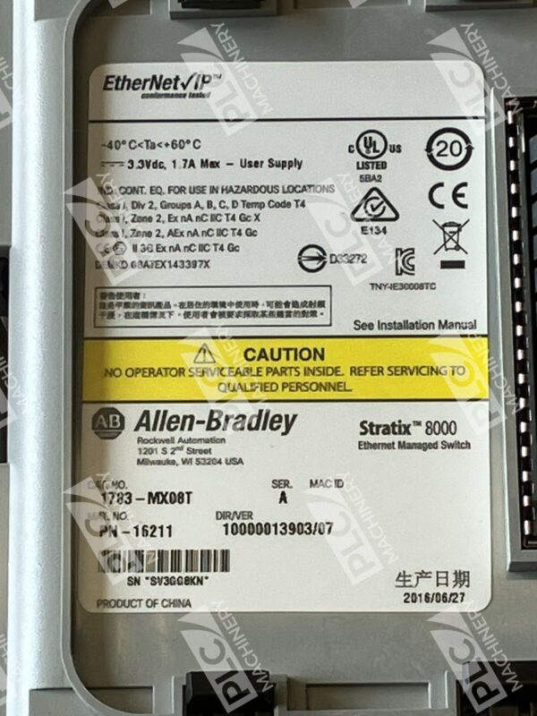 Allen Bradley AB EtherNet IP 16211 Ethernet Managed Port Switch 1783-MX08T /A - Image 2