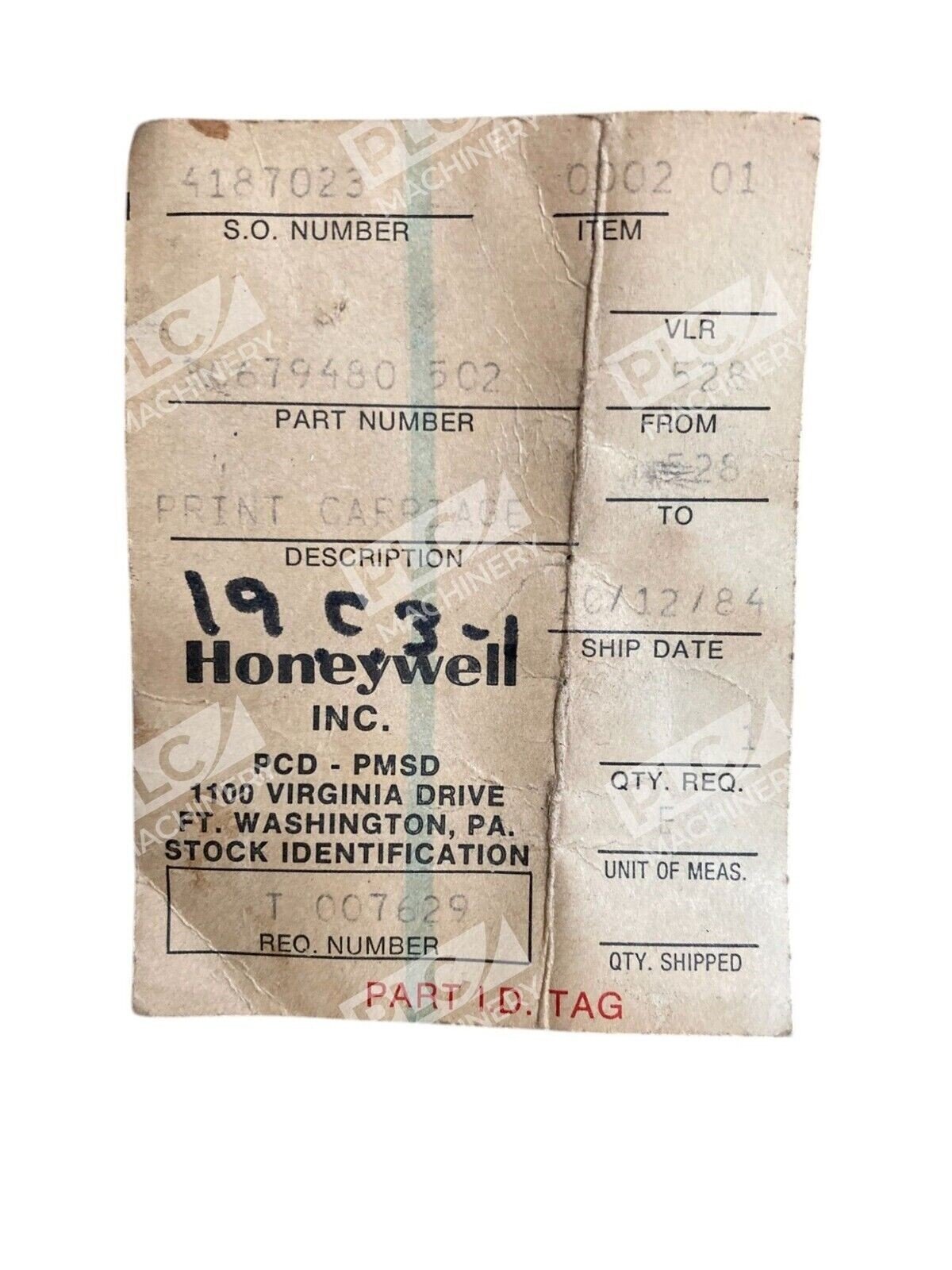 Honeywell Print Carriage 30679480-502 - Image 2