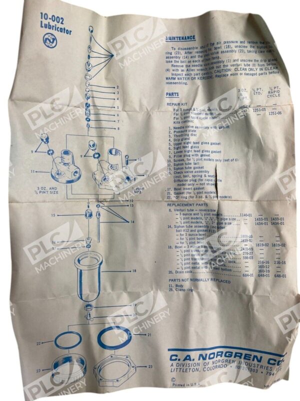 Norgren Oil Fog Lubricator Service Kit 1251-05 - Image 2